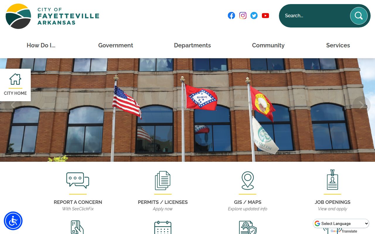 Fayetteville 24 hour booking city website home page
