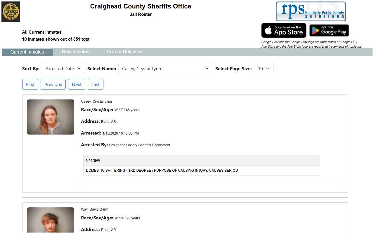 Craighead County 24 hour booking inmate roster online search