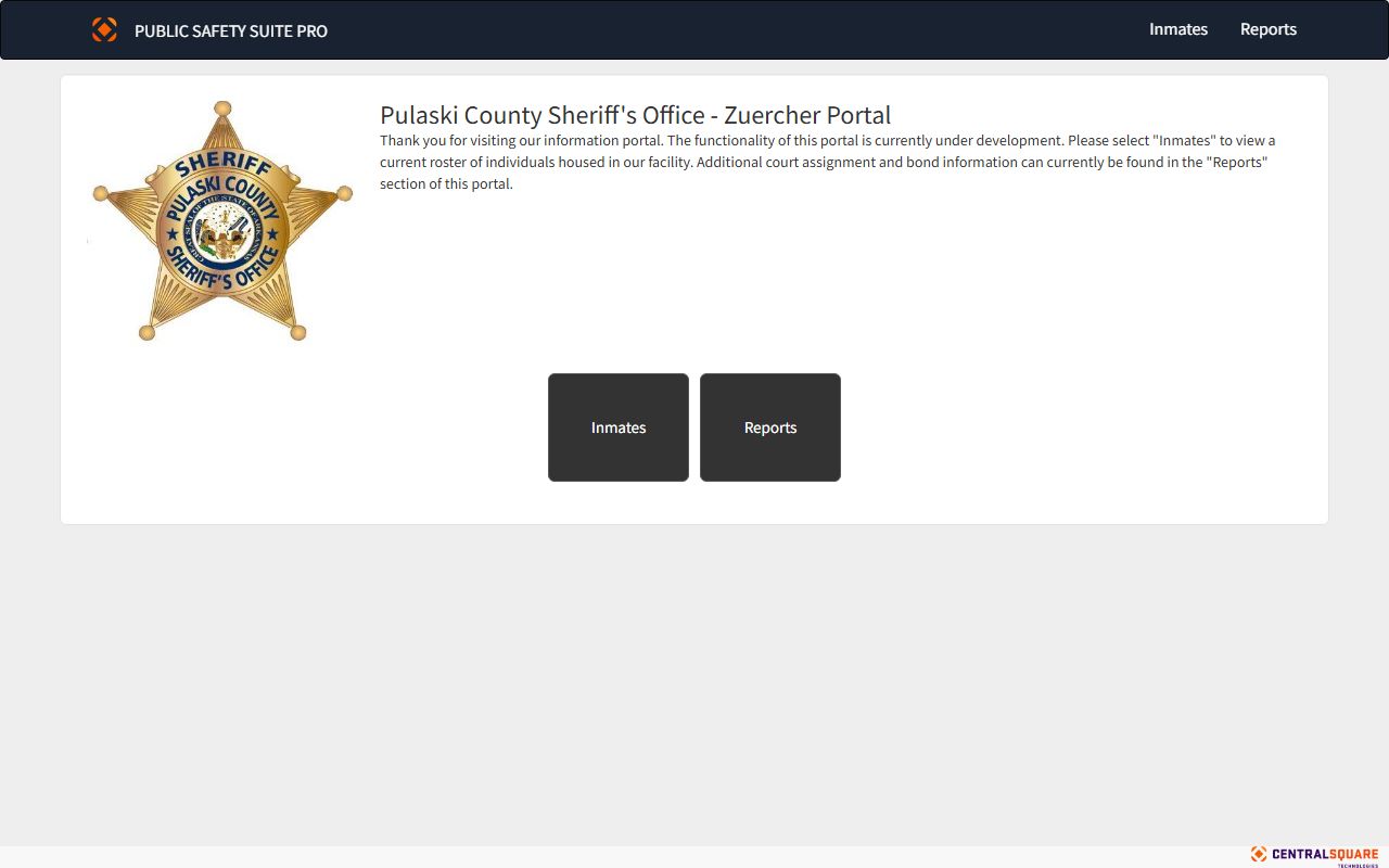 Pulaski County 24 hour booking ZuercherPortal inmate search