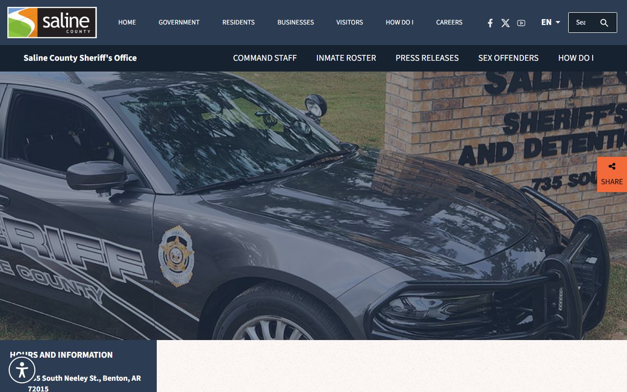 Saline County 24 hour booking sheriff main page