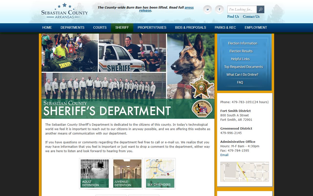 Sebastian County 24 hour booking sheriff main page