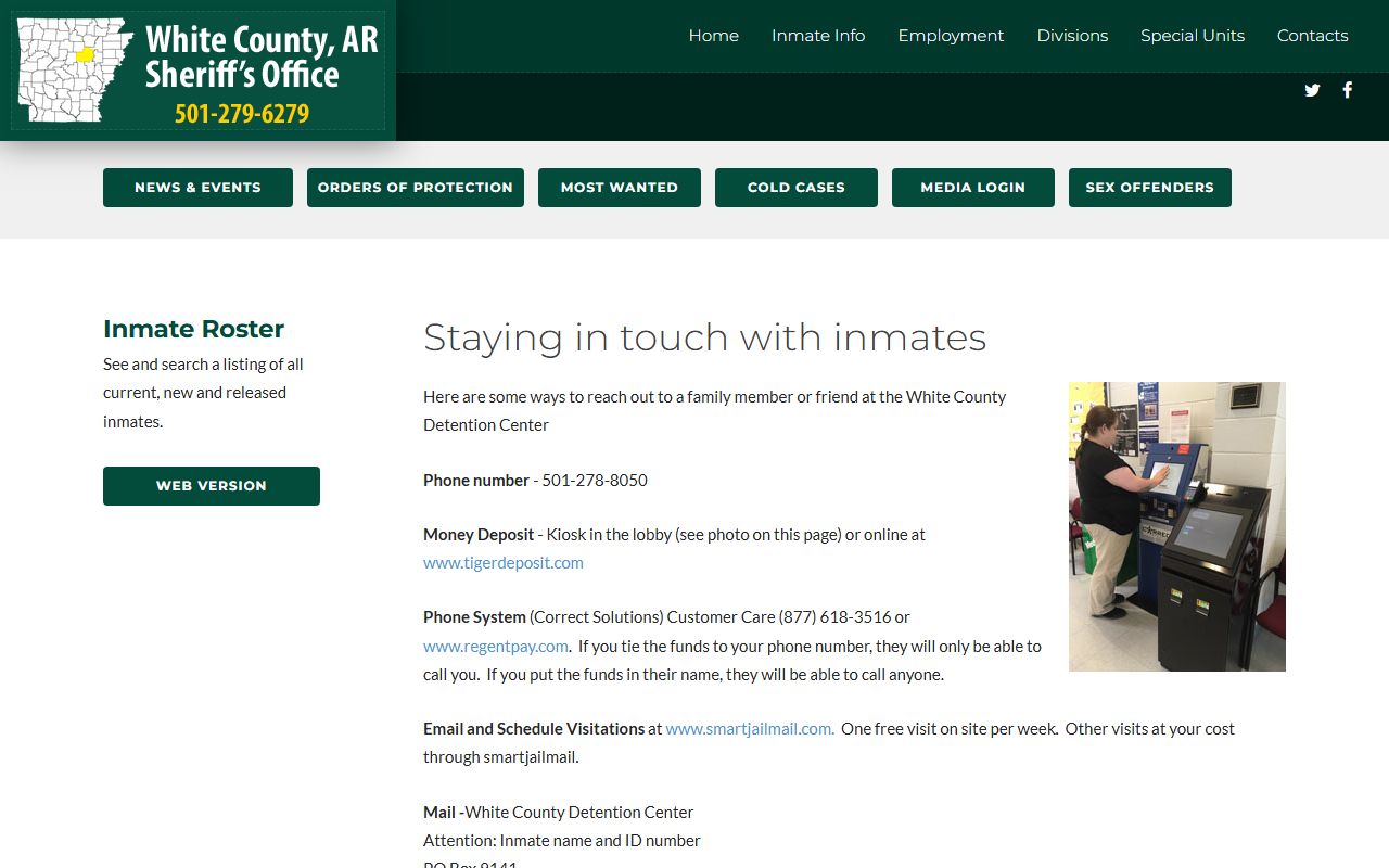 White County 24 hour booking inmate info page