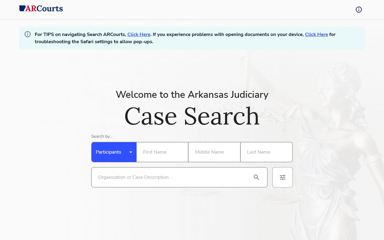 Arkansas 24 hour booking CourtConnect online case search